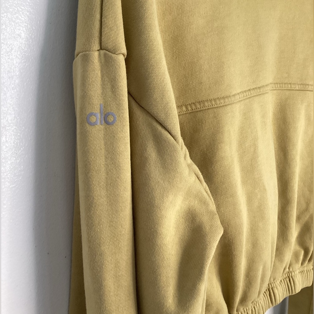ALO Stadium Half Zip Hoodie Jacket in Mustard Yellow M/L - Picture 8 of 8